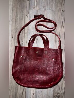 Portland Leather Goods Almost Perfect Crossbody Satchel Tote Snap Close Pebble